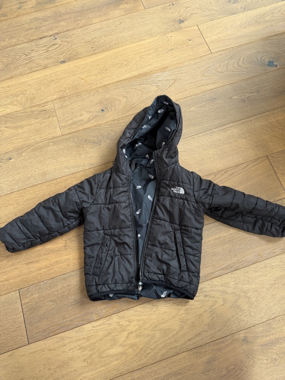 The North Face Black Hooded Reversible Quilted Jacket